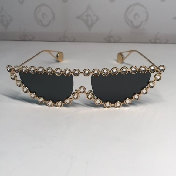 New Authentic Stylish Gold and Black Sunglasses GG0364S 002 - Picture 6 of 11